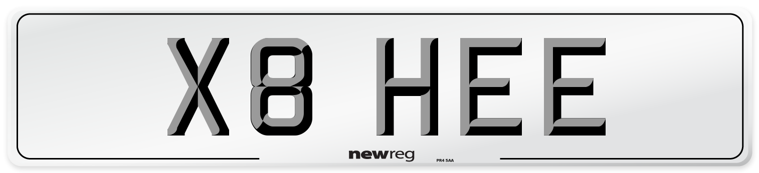 X8 HEE Number Plate from New Reg